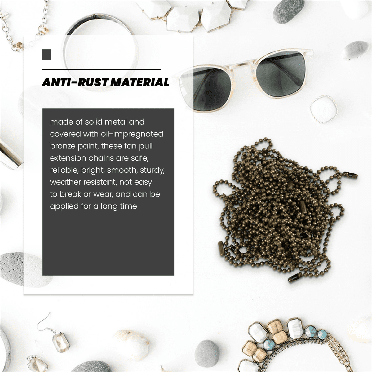 IMCBSTT 12 Pieces Ceiling Fan Pull Chain Extender Bronze Fan Chain