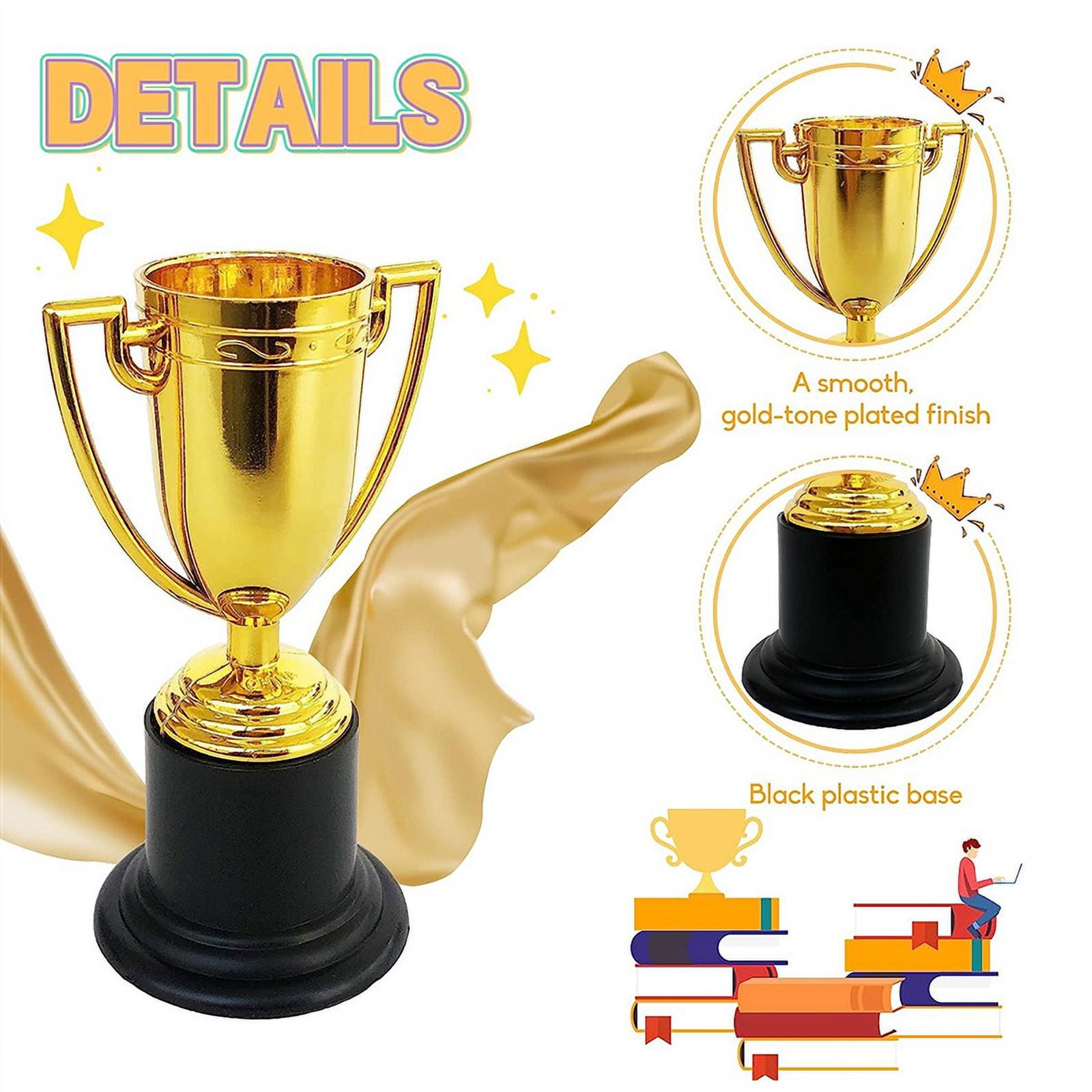 IMCBSTT 24 Pack Mini Trophy for Kids Awards,Plastic Gold Award Trophy