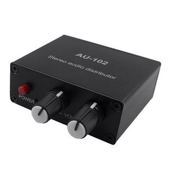 Audio Distributor Stereo Audio Mixer 1 Input 2 Output Multi-Channel Splitter for Power Amplifier Active Audio