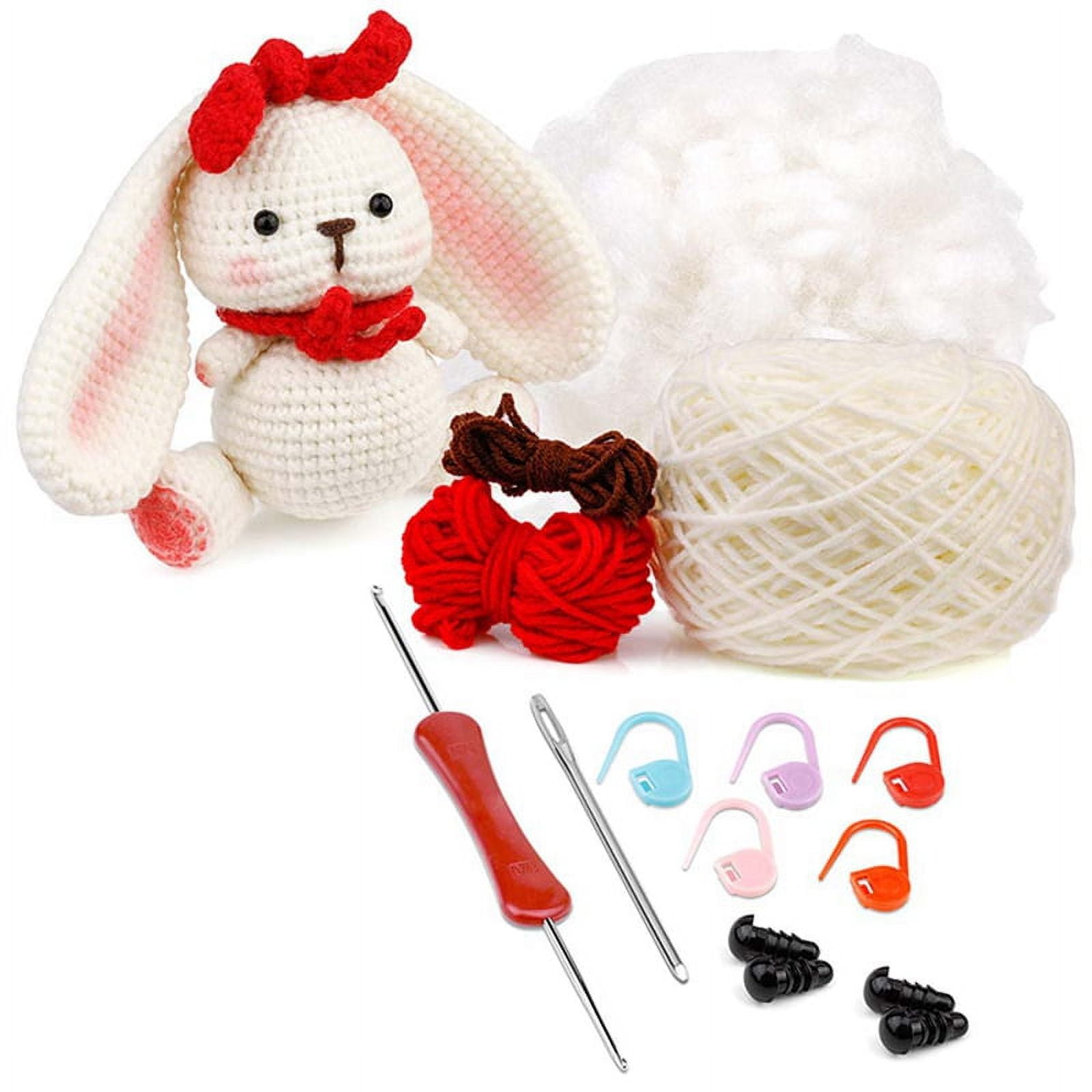IMCBSTT DIY Crochet Kit with Knitting Yarn Needles Plush Doll Easy