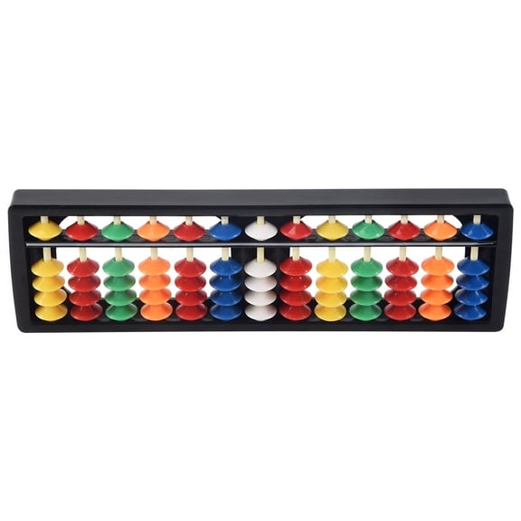 Portable Abacus for Math Practice, 13-Digit 5-Row Soroban with Color Beads, 8x2.5x0.6in Plastic Frame