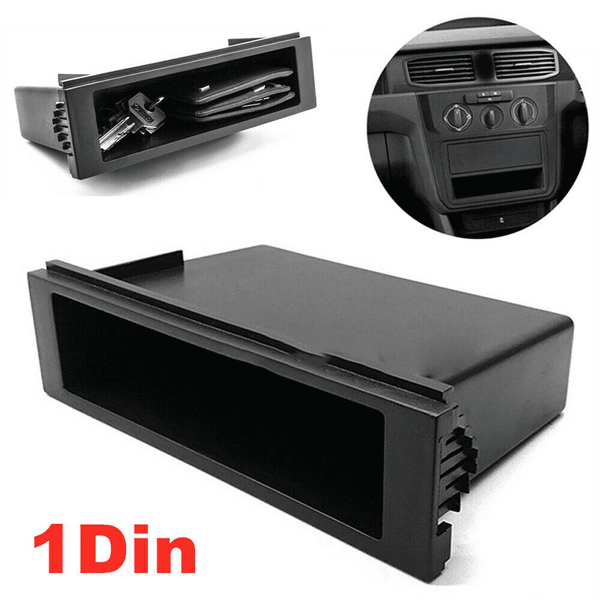 IMCBSTT Universal Car Double 1 Din Dash Cup Holder Storage Box Plastic