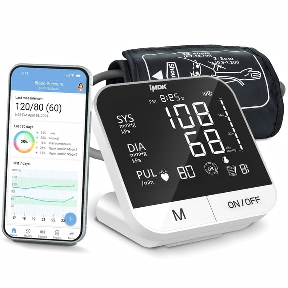 IMDK Blood Pressure Monitors - Arm Blood Pressure Monitors for Home Use, Accuracy of 3 mmHg, Cuff '8.7-16.5' inch Adjustable, Hypertension Management APP for iOS & Android