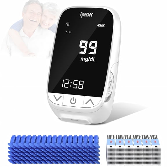 IMDK Blood Sugar Test Kit, Precision Blood Glucose Monitor Kit with 100 Glucometer Strips, 100 Lancets, 1 Lancing Device and 1 Control Solution, High Accuracy 9% & No Coding Required