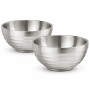 ABPETE 17 Oz Soup Bowl Ice Cream Bowl Double Wall Insulated Bowl SUS304 Stainless Steel Cereal Bowls, Set of 2