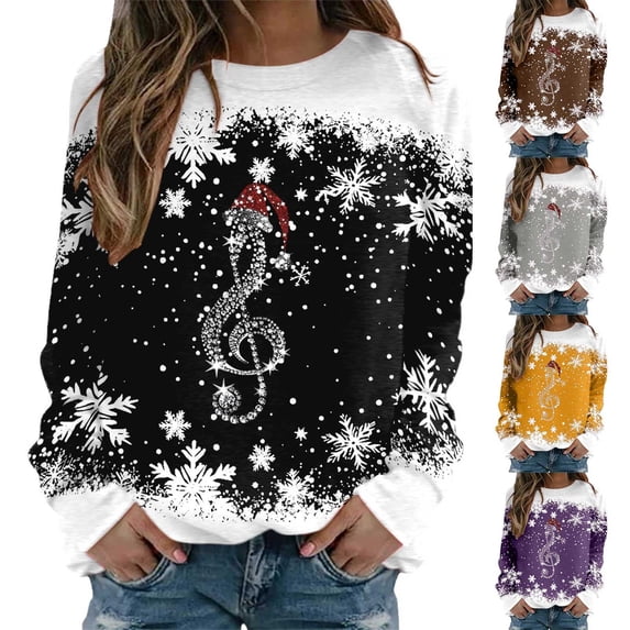 IMENGL Casual Crewneck Sweatshirt for Womens Loose Fit Christmas Jumpers Tops Funny Graphic Snowman Xmas Pullover Hoodless Women's Oversized Sweatshirts,S-XXL