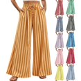thumbnail image 1 of IMENGL Casual Cropped Pants for Women Soft Summer Striped Straight Elastic Waist Trousers Loose Women's Wide Leg Pant,M-XXL, 1 of 7