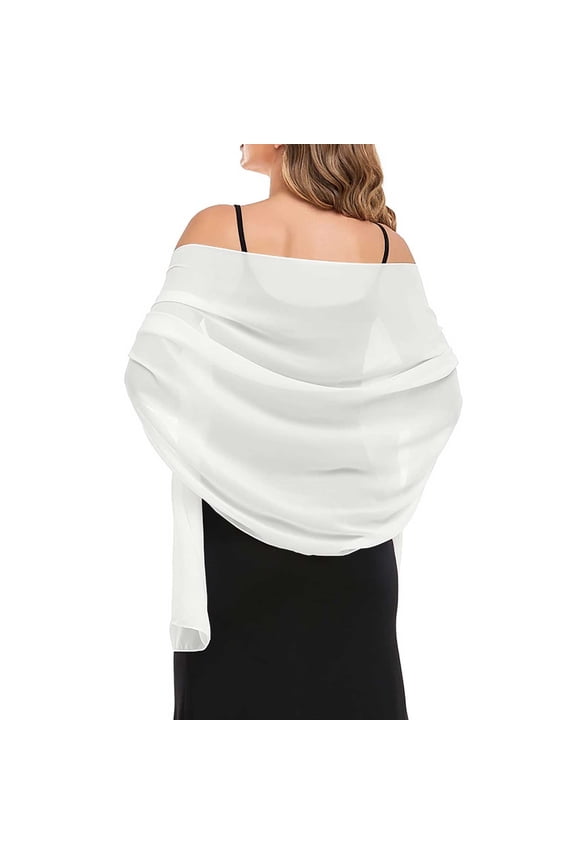 Elegant Chiffon Shawls For Evening Dresses, Elegant Soft Silky Chiffon Shawls For Evening Dresses Wedding Bridal Scarf, White Soft Silky Wedding Bridal Scarf
