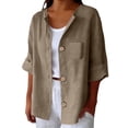 thumbnail image 1 of IMENGL Fashion Casual Comfortable Sweatshirt 3/4 Long Sleeve With Pocket Khaki XXXL, 1 of 7