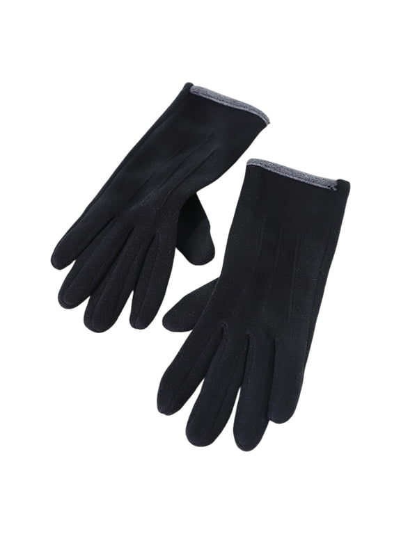 Gloves for Women Soft Winter Touchscreen Thermal Fleece Lined Windproof Elastic Cuff Cold Weather Outdoor & Daily WearComfy Women's Work Gloves,Black