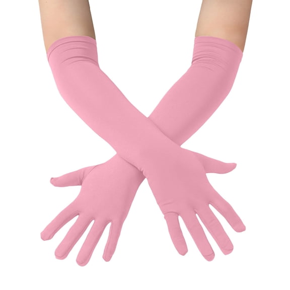 IMENGL Gloves for Women Comfy Men's and Spandex 18" Length Stretchy Halloween Long Opera Soft Women's Work Gloves,Pink