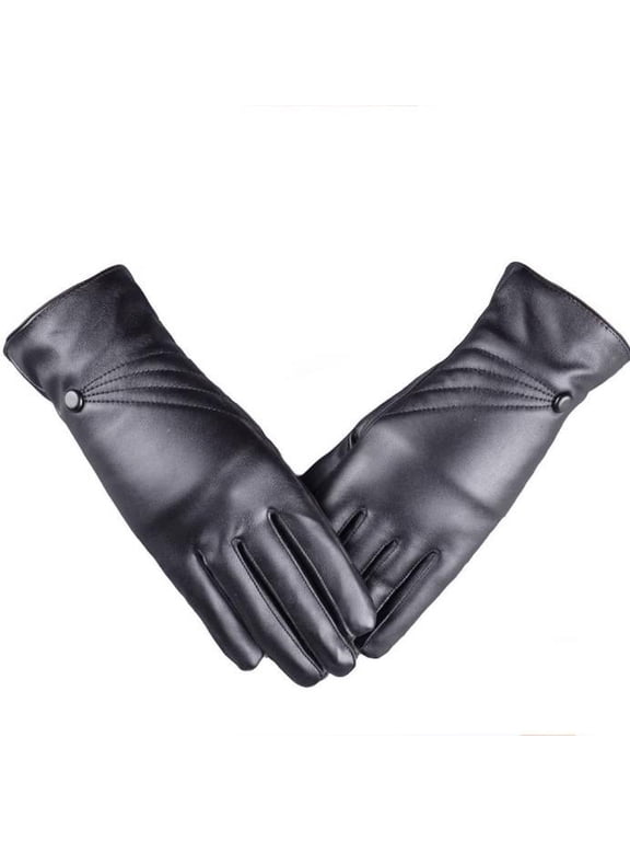 Gloves for Women Comfy Warm Winter Leather Luxurious Soft Women's Work Gloves,Black