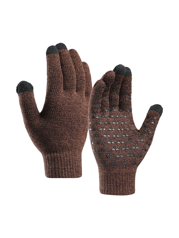 Gloves for Women Soft Winter Upgraded Touch-Screen Elastic Cuff Thermal Knit Men Comfy Women's Work Gloves,Brown