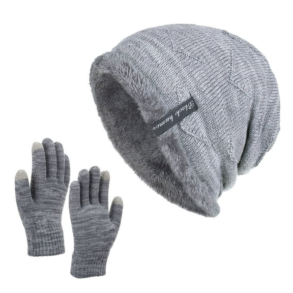 IMENGL Hat Neutral Women Men Autumn And Winter Solid Color Wool Hat Thickened Warm Ear Protection Cold Knitted Hat Glove Two Piece Set