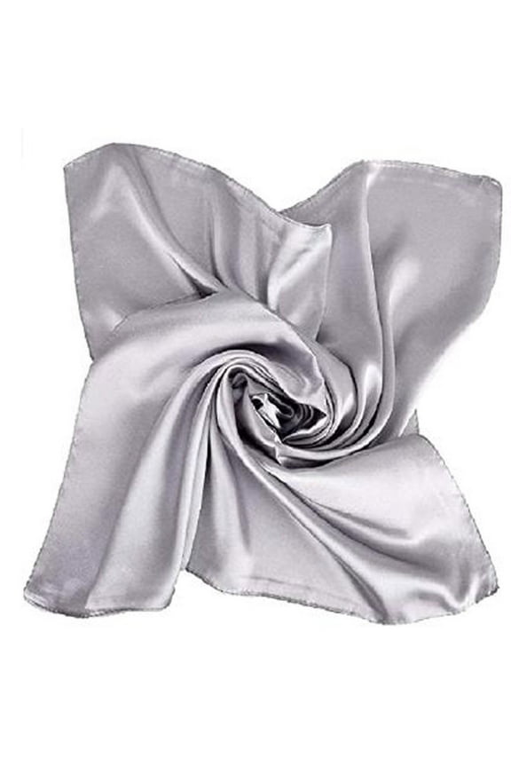 Large Satin Silk Square Scarf 90X90Cm, Large Satin Silk Square Plain Scarf Head Neck Wrap 24 Colours 90x90 cm, Silver Plain Head Neck Wrap Scarf