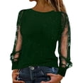 thumbnail image 1 of IMENGL Long Sleeve Shirts for Women Casual Oversized Sweat Knit Striped Crewneck Loose Pullover Khaki T-Shirt Soft Women's Basic Tee Long Sleeve Tops,Green, 1 of 5