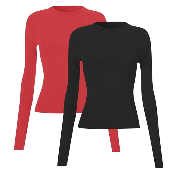 IMENGL Long Sleeve Shirts for Women Casual d Round Neck Slim Bottom Sweater Clothing Outdoor Wear Sports Soft T-Shirt Women's Basic Tee Long Sleeve Tops,Multicolor