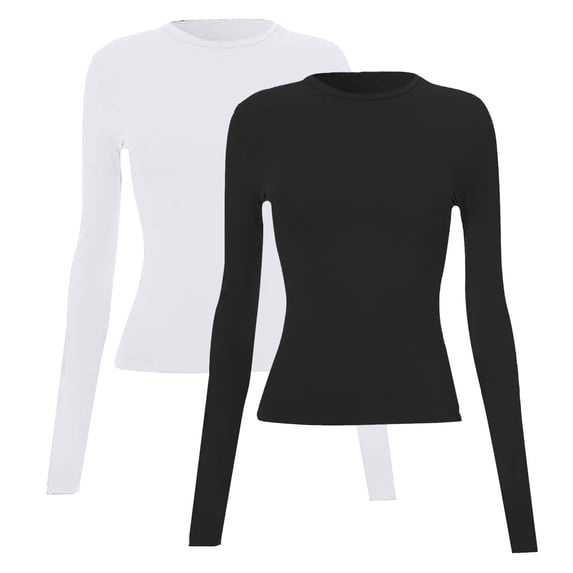 IMENGL Long Sleeve Shirts for Women Casual d Round Neck Slim Bottom Sweater Clothing Outdoor Wear Sports T-Shirt Soft Women's Basic Tee Long Sleeve Tops,Multicolor