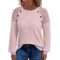 thumbnail image 1 of IMENGL Long Sleeve Shirts for Women Casual Lightweight Sweaters V Neck Lace Fall Fashion Clothes T-Shirt Soft Women's Basic Tee Long Sleeve Tops,Pink, 1 of 9
