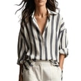 thumbnail image 1 of IMENGL Long Sleeve Shirts for Women Casual Striped V Neck Loose Fit Blouses Collared Clothes Soft T-Shirt Women's Basic Tee Long Sleeve Tops,Gray, 1 of 6