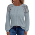 thumbnail image 1 of IMENGL Long Sleeve Shirts for Women Soft Lightweight Sweaters V Neck Lace Fall Fashion Clothes T-Shirt Casual Women's Basic Tee Long Sleeve Tops,Blue, 1 of 9