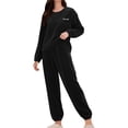 thumbnail image 1 of IMENGL Pajama Sets for Women Onesises Fall & Winter Coral Fleece Cozy " Warm" Thickened Long Sleeve with Pants Fashionable Soft Cold Nights Sleepwear Loungewear Women's Pajamas Set,Black, 1 of 5