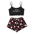 thumbnail image 1 of IMENGL Pajama Sets for Women Onesises Christmas Crop Tops with Shorts Round Neck Camisole Cute Sleepwear Loungewear Women's Pajamas Set,Black, 1 of 3