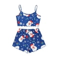 thumbnail image 1 of IMENGL Pajama Sets for Women Onesises Christmas Crop Tops with Shorts Round Neck Camisole Cute Sleepwear Loungewear Women's Pajamas Set,Blue, 1 of 3