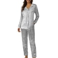 thumbnail image 1 of IMENGL Pajama Sets for Women Onesises Cute Long Sleeve Button Soft 2 Piece Pj with Pockets Long Pants Sleepwear Loungewear Women's Pajamas Set,Gray, 1 of 3