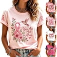 thumbnail image 1 of IMENGL Short Sleeve Top for Womens Basic Breast Cancer Ribbon Breast Cancer Support Cancer Awareness Tee Casual Loose Women's Short Sleeve T Shirt,M-XXXXXL, 1 of 6