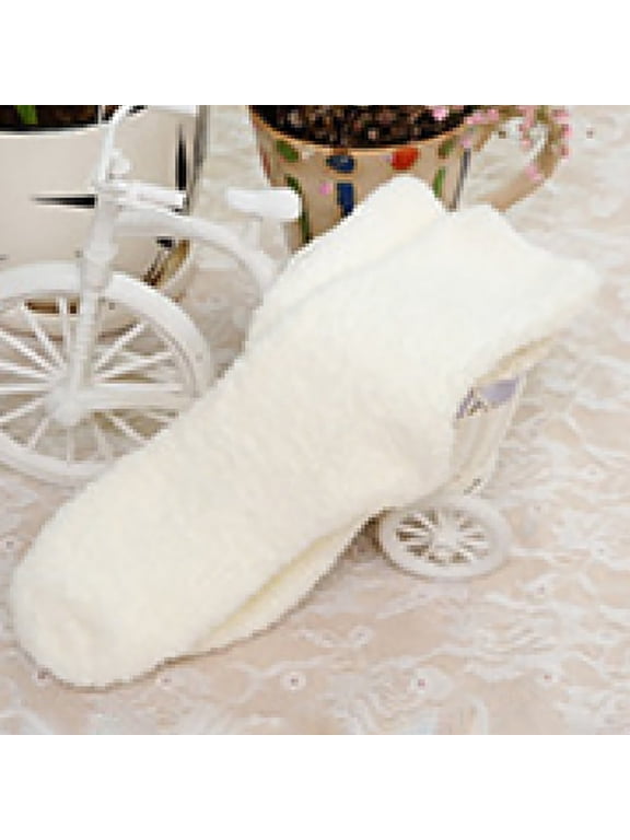 Socks for Women, Fuzzy Fluffy Slipper Socks, Fuzzy Fluffy Cozy Slipper Warm Soft Winter Plush Home Sleeping Socks - 1 Pair, White Warm Winter Plush Socks, White One Size, Size One Size