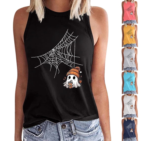 IMENGL Tank Tops for Women Sleeveless Halloween Cotton Loose and Comfortable Soft Casual Women's Slim-Fit Camisole,M-XXXL