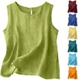 thumbnail image 1 of IMENGL Tank Tops for Women Sleeveless Round Neck Linen Blouse Soft Casual Women's Slim-Fit Camisole,M-XXXL, 1 of 7