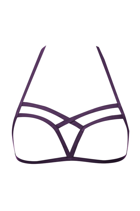 Underwear for Women Charming Crisscross Strappy Harness Bralette Hollow Out Bra Minimal Cage Strap Top Club Layering Sleepwear Babydoll Women's Lingerie,Purple