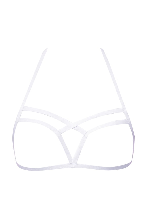 Underwear for Women Charming Crisscross Strappy Harness Bralette Hollow Out Bra Minimal Cage Strap Top Club Layering Sleepwear Babydoll Women's Lingerie,White