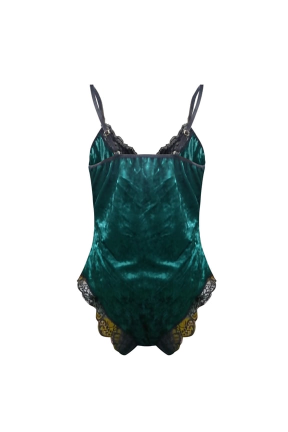 Underwear for Women Charming Velvet Lace Bodysuit Jumpsuit Sleepwear Flannel Nightdress Babydoll Women's Lingerie,Green