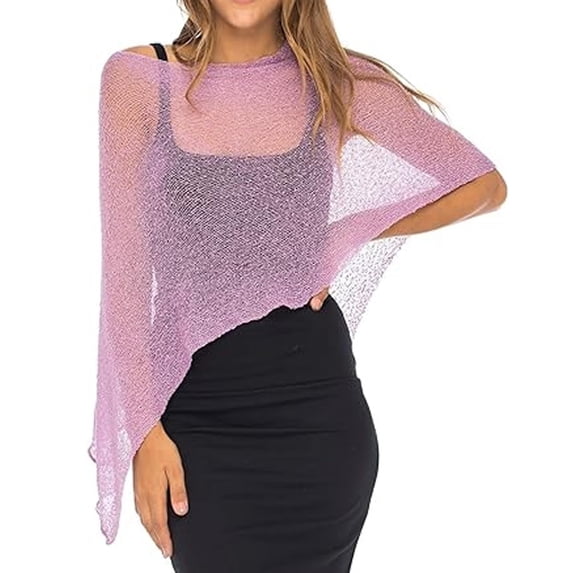IMENGL Versatile Layering Piece For Dresses Jeans, Mesh Poncho Lightweight Pullover Sweater, Pink Non Wrinkle Mesh Poncho For Travel Pack, Pink One Size, Size One Size