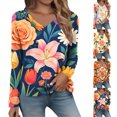 thumbnail image 1 of IMENGL Women Long Sleeve Shirt Loose Fashion Spring Summer d V Neck Casual Basic Long Sleeve Tops for Womens,M-XXXL, 1 of 7