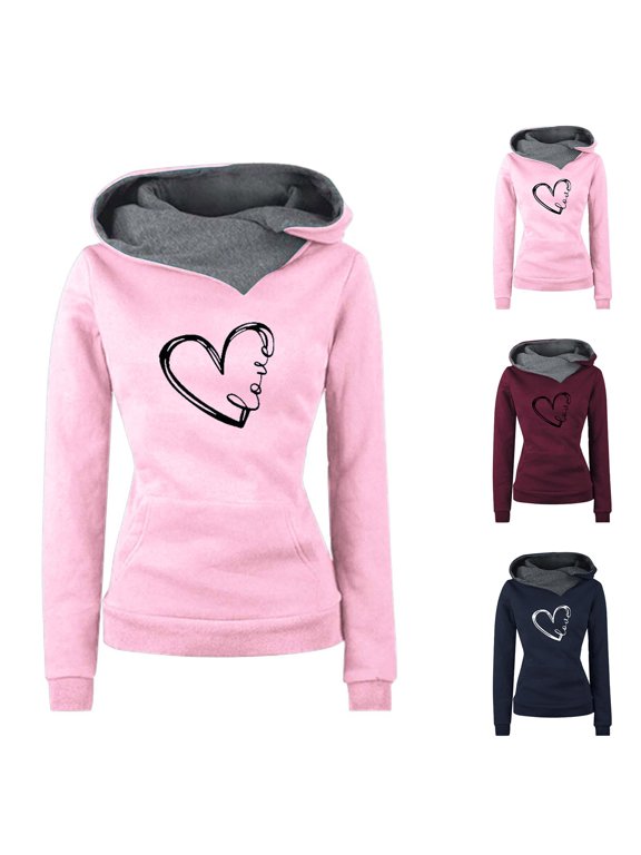 Women's Hoodies Sweatshirts Casual Slim Printed Love Plus Fleece Pullover Loose Fit Oversized Essentials Hoodie,S-3XL