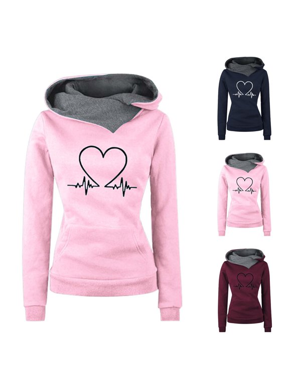 Women's Hoodies Sweatshirts Casual Slim Printed Love Plus Fleece Pullover Loose Fit Oversized Essentials Hoodie,S-3XL