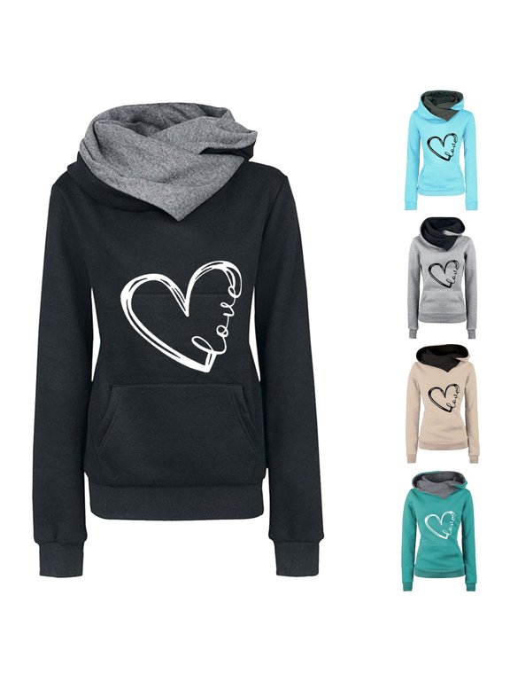 Women's Hoodies Sweatshirts Casual Slim Printed Love Plus Fleece Pullover Loose Fit Oversized Essentials Hoodie,S-3XL