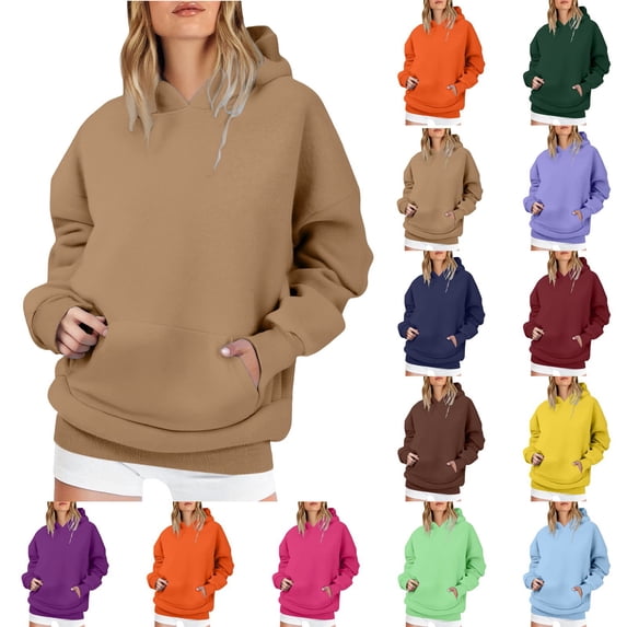 IMENGL Women's Hoodies Sweatshirts Loose Fit Fleece Long Sleeve Shirts Pullover Fall Clothes with Pocket Oversized Casual Essentials Hoodie,S-5XL