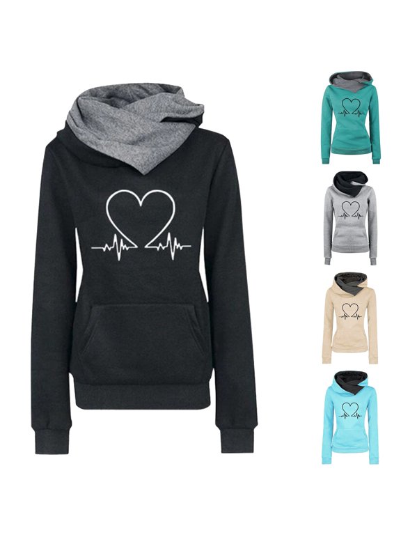 Women's Hoodies Sweatshirts Oversized Slim Printed Love Plus Fleece Pullover Loose Fit Casual Essentials Hoodie,S-3XL