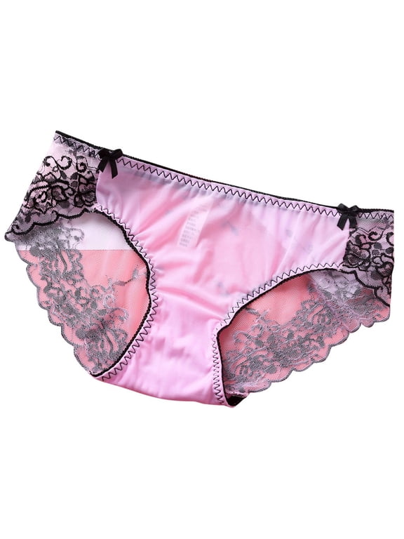 Women's Lingerie Nightdress Pantie Lace knicker High Elastic Embroidery Yarn Underpants Babydoll Charming Underwear for Womens,Pink