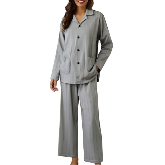 IMENGL Women's Pajamas Set Loungewear Cotton Plus Size Loose Fitting Home Clothing Onesises Sleepwear Pajama Sets for Women,Gray