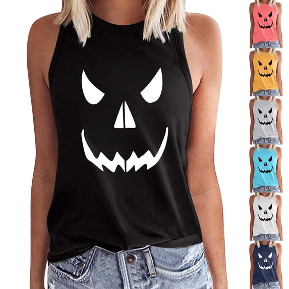 IMENGL Women's Slim-Fit Camisole Casual Halloween Cotton Loose and Comfortable Sleeveless Soft Tank Top for Womens,M-XXXL