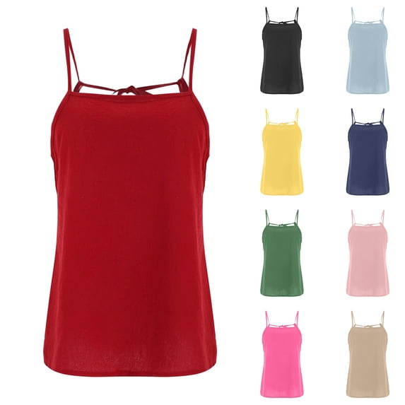IMENGL Women's Tank Tops Soft Adjustable Strappy Cotton and Linen Casual Sleeveless Slim-Fit Camisole for Women,M-XXXL