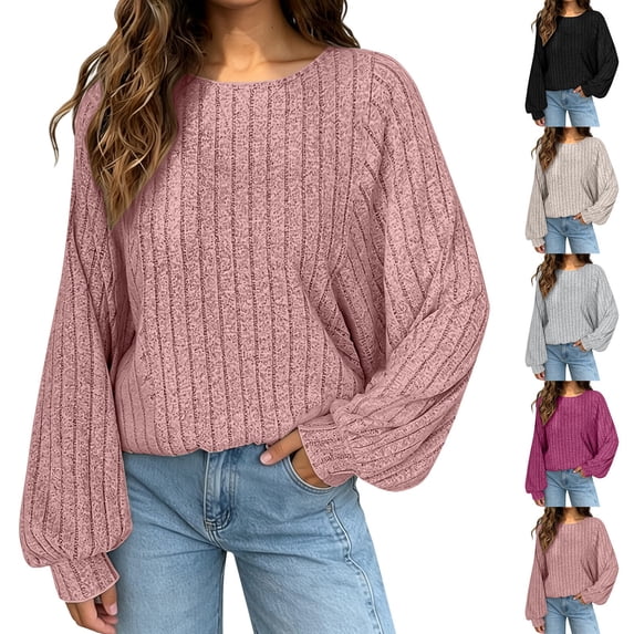 IMENGL Womens Long Sleeve Tops Casual Plus Size Fit Neck Pullover Sweaters Loose Basic Long Sleeve Shirt for Women,M-XL