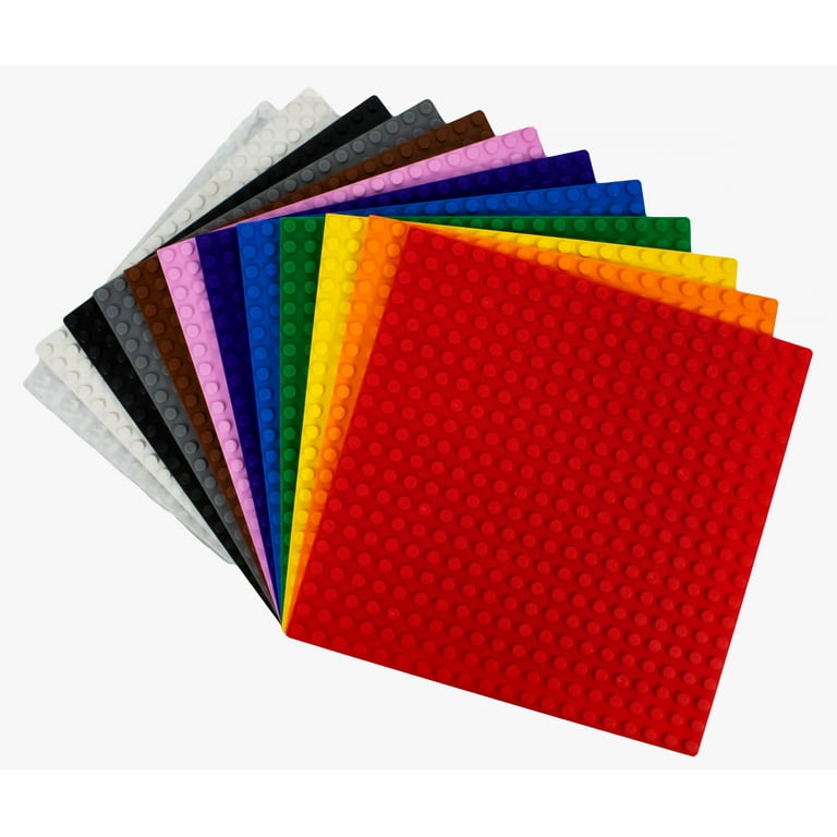 IMEX 12 Piece Assorted Rainbow Stackable Building Block Baseplates 20 x 20 Stud 6 x 6 Compatible With All Major Brands
