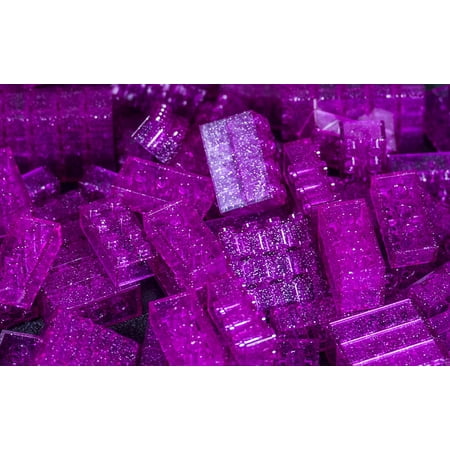 IMEX 2x4 Stud Translucent Purple Glitter Interlocking Building Bricks 100 Pieces